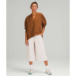 Lululemon Rippled V-Neck Pullover Sweatshirt Copper Brown Oversized Stretch